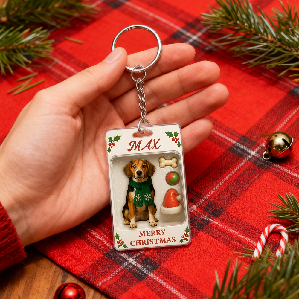 Personalized Squatting Pet Dog Keychain A Heartwarming Holiday Keepsake Unique Gift for Dog Lovers - PhotoBoxer