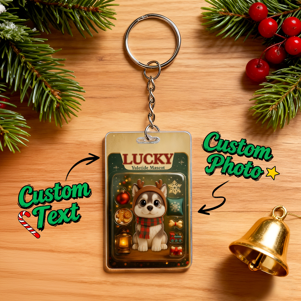 Personalized Squatting Pet Dog Keychain A Heartwarming Holiday Keepsake Unique Gift for Dog Lovers - PhotoBoxer
