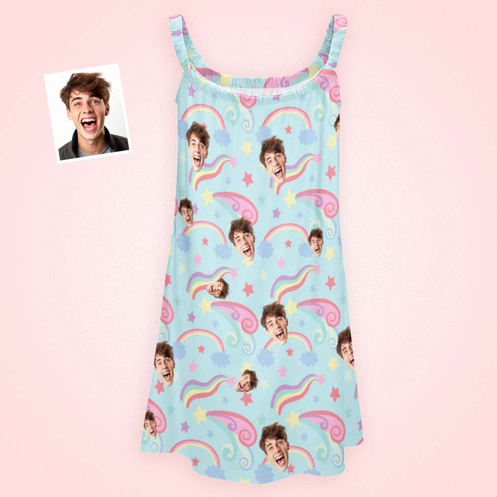 Custom Face Daytime Sleep Dress Personalized Photo Women Long Nightdress