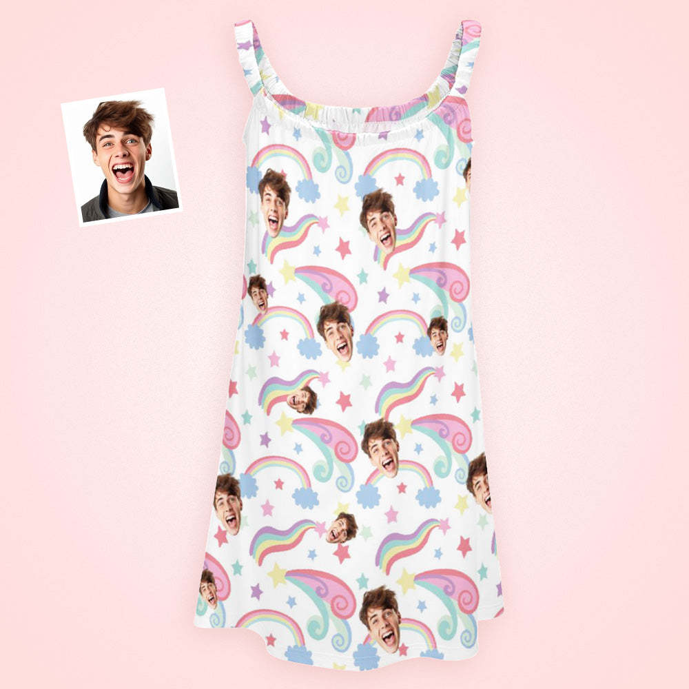 Custom Face Daytime Sleep Dress Personalized Photo Women Long Nightdress