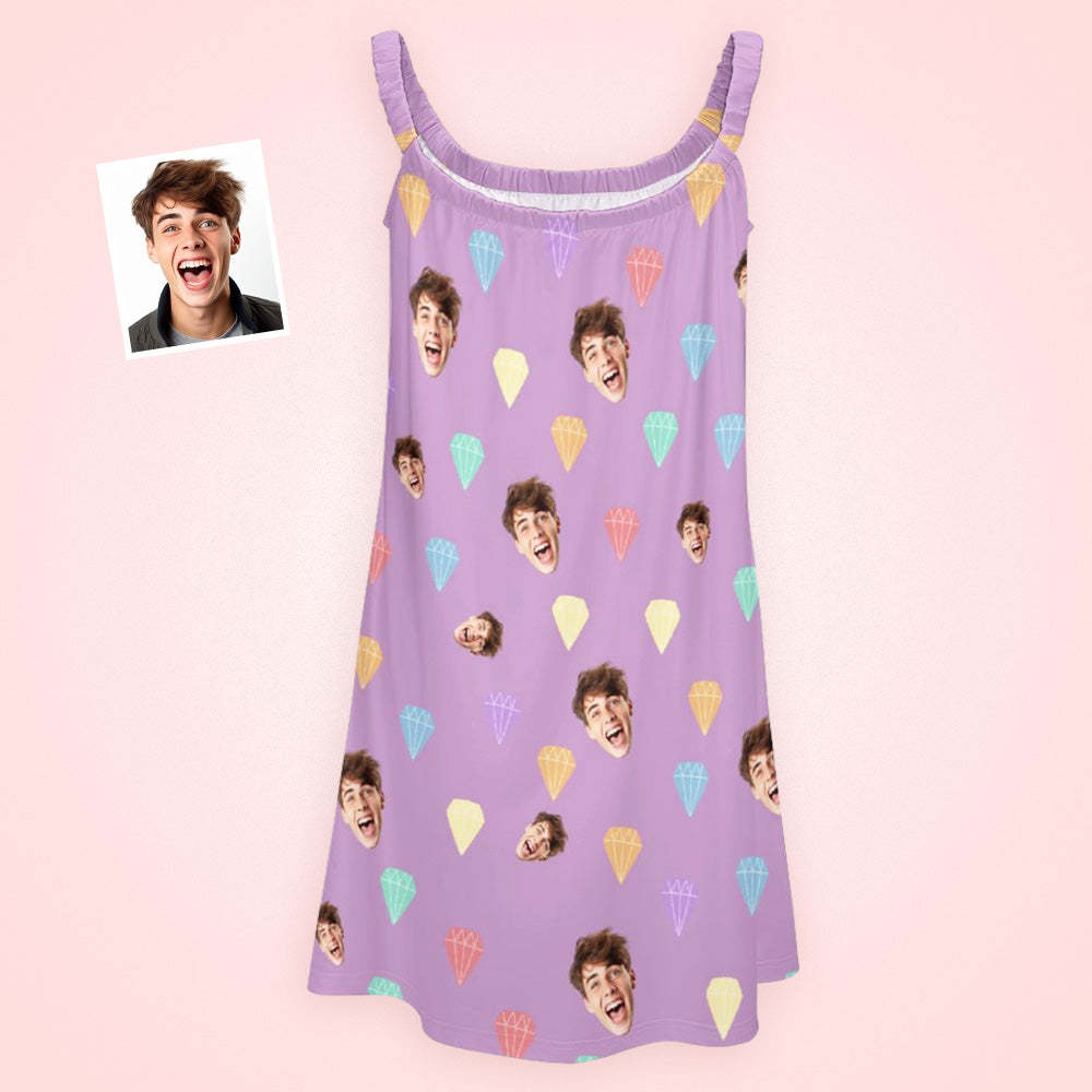 Custom Face Daytime Sleep Dress Personalized Photo Women Long Nightdress