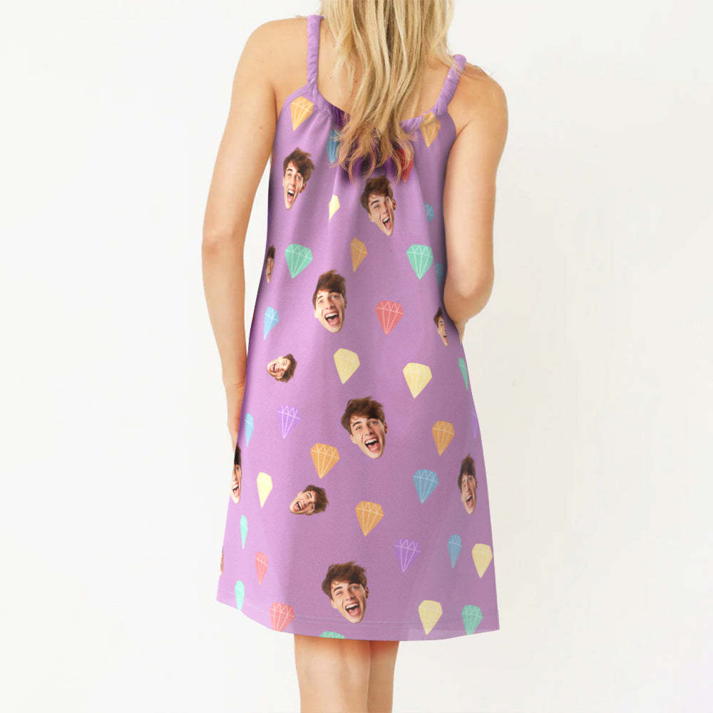 Custom Face Daytime Sleep Dress Personalized Photo Women Long Nightdress