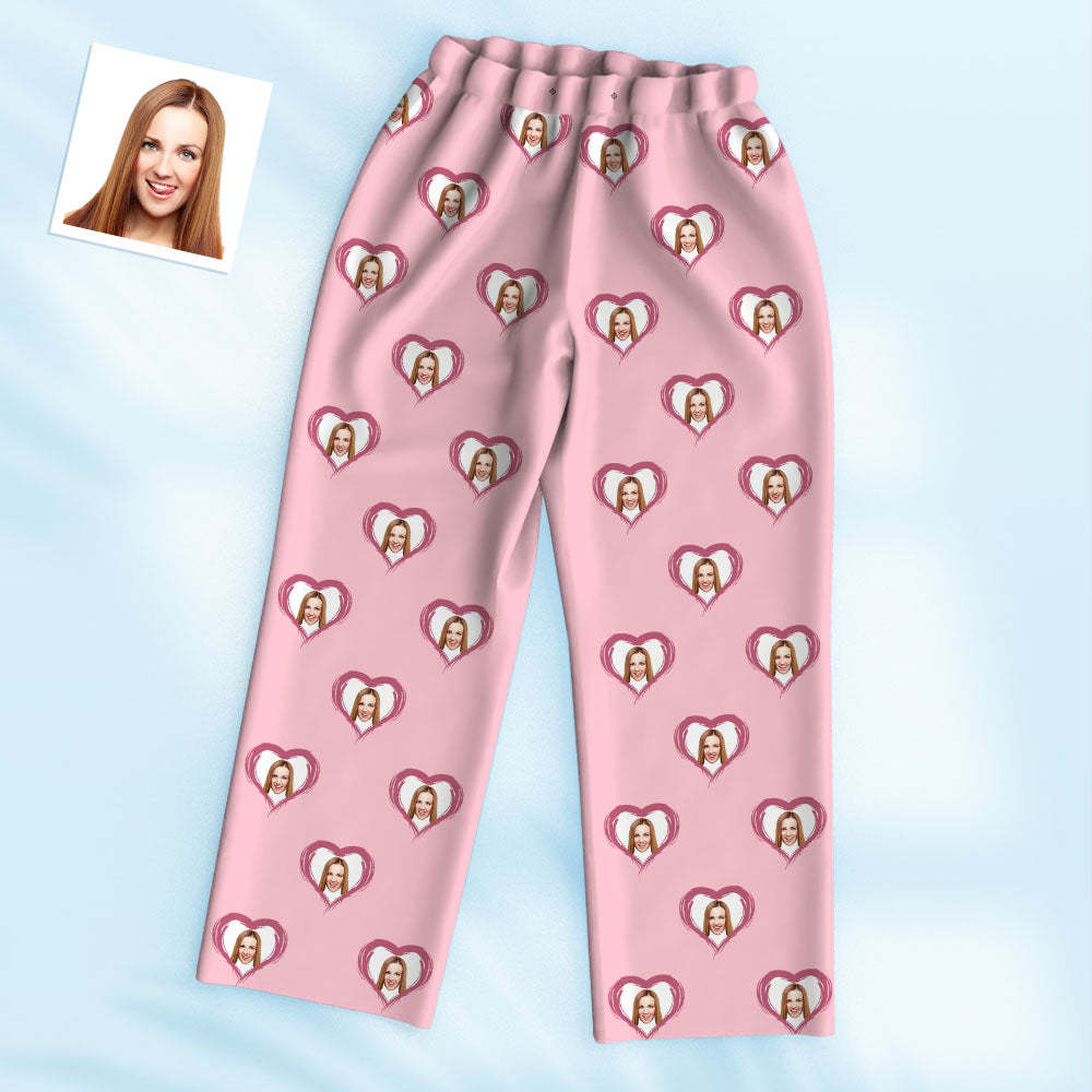 Custom Face Pajamas Personalized Photo Pink Pajama Set