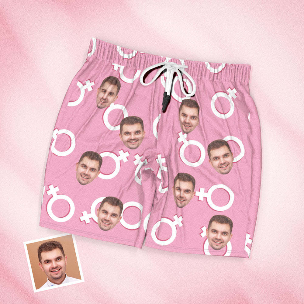 Custom Face Short Pink Sleeved Pajamas Personalized Photo Sleepwear Women Men Summer Pajamas Valentine's Day Gift