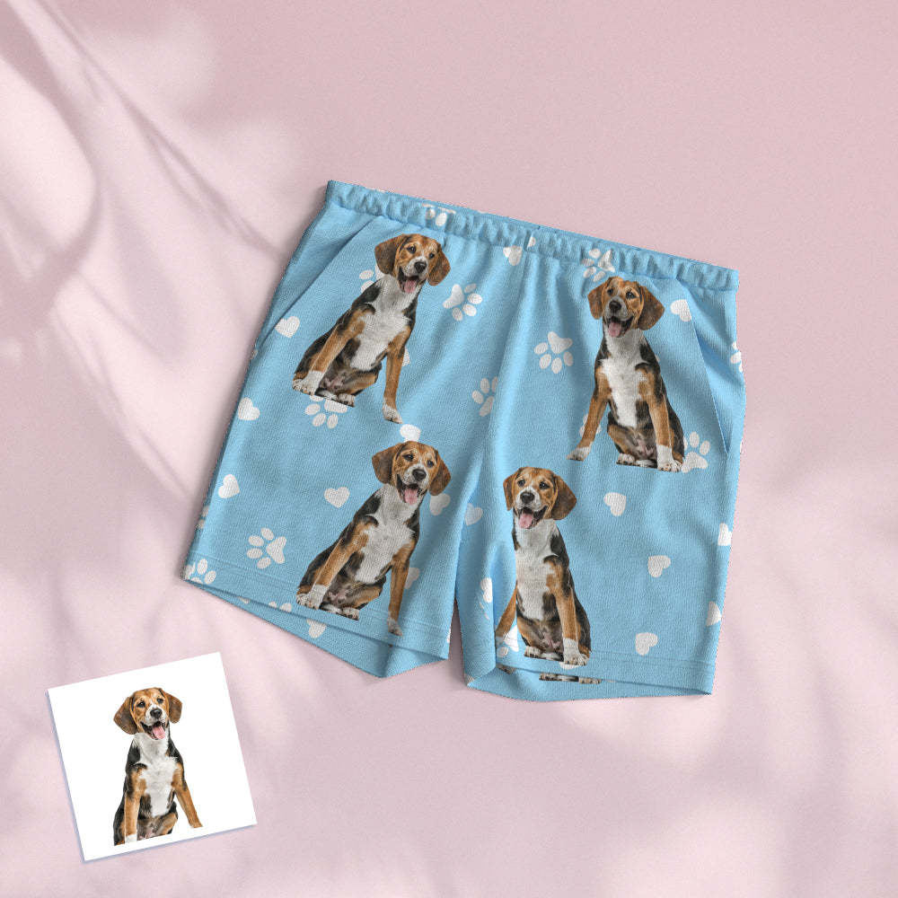 Custom Pet Photo Name Short Pajamas Personalized V-neck Dog Cat Lover Pajamas - PhotoBoxer