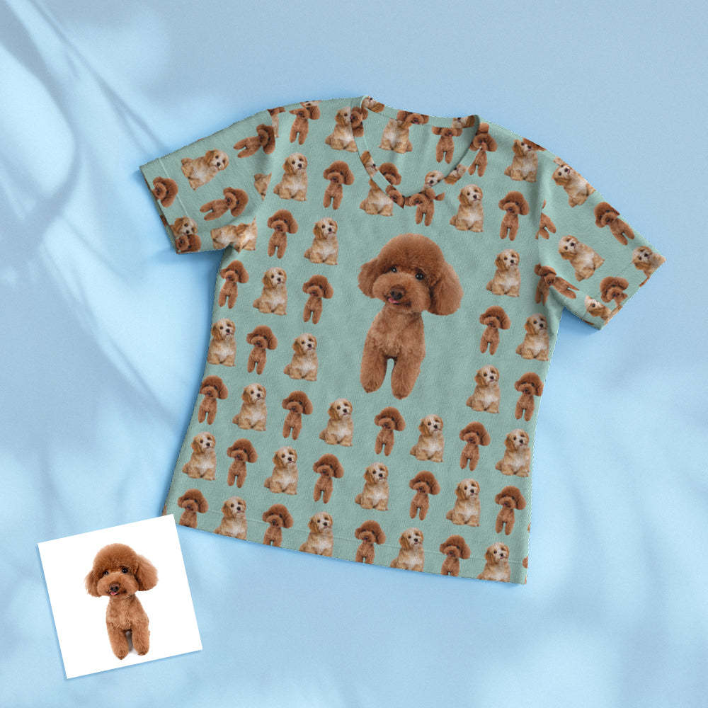 Custom Pet Photo Short Pajama Set Personalized V-neck Dog Cat Lover Pajamas - PhotoBoxer