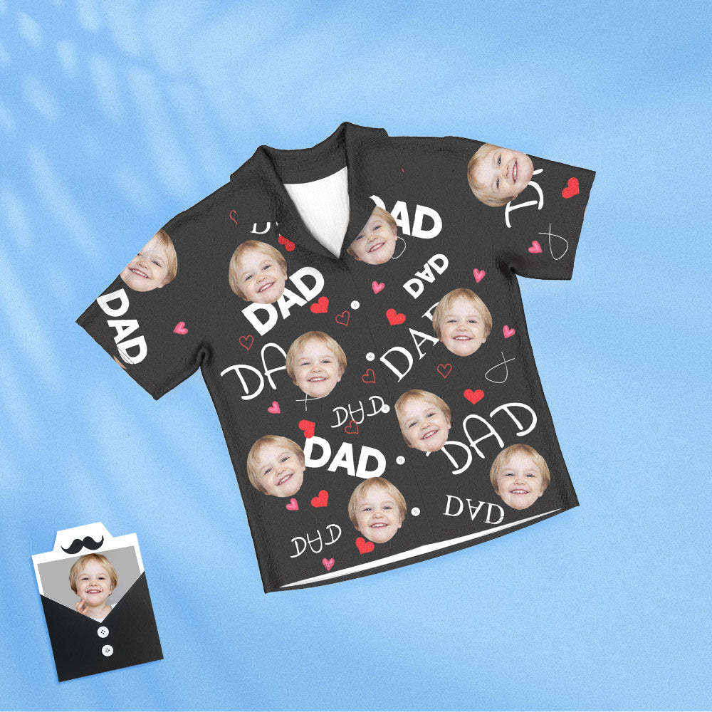 Custom Face Short Sleeved Pajamas Personalized Photo Sleepwear Women Men Pajamas Father's Day Gift For Dad - PhotoBoxer