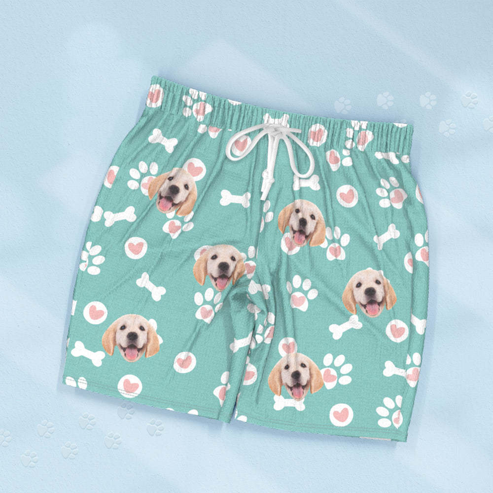 Custom Dog Face Short Sleeved Pajamas Personalized Photo Sleepwear Love Gifts For Pet Lover - PhotoBoxer