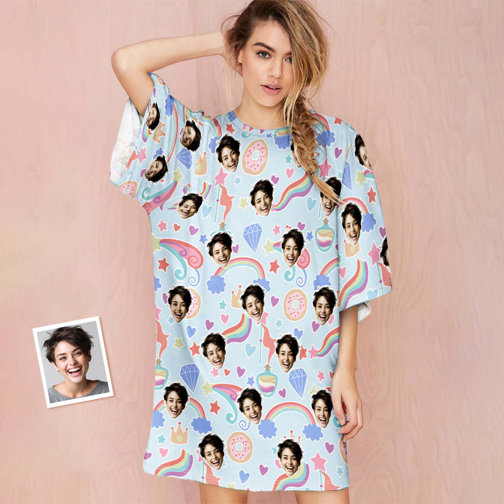 Custom Face Nightdress Personalized Women's Oversized Nightshirt