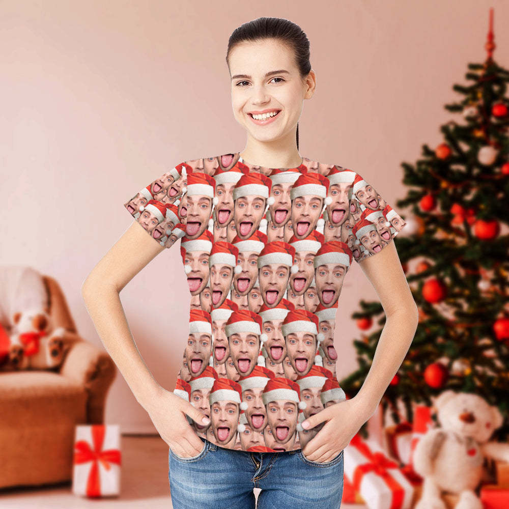 Christmas Gifts Custom T-shirt Mash Face Shirt My Face All Over Print Tee - PhotoBoxer