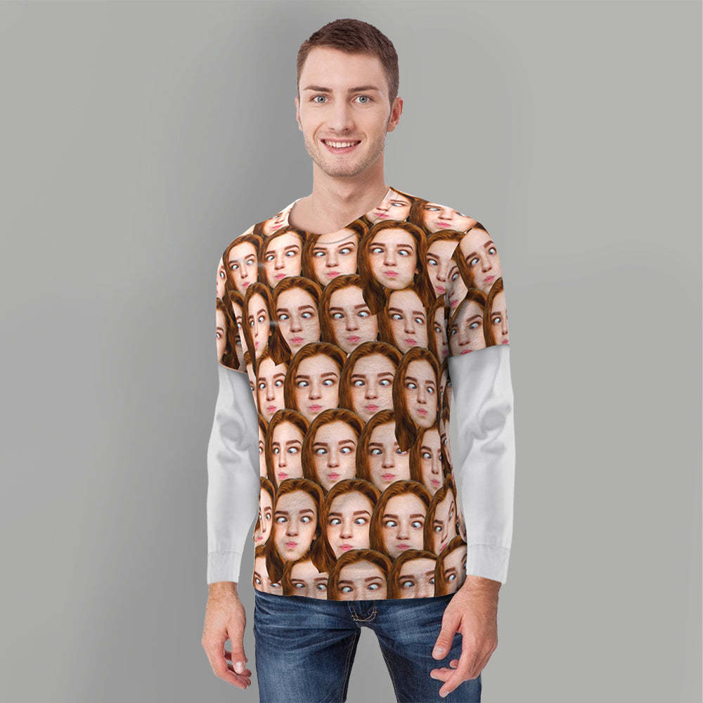 Custom T-shirt Personalized Shirt My Face All Over Print Tee Mash Face Men's T-shirt - PhotoBoxer