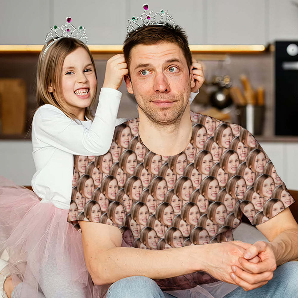 Father's Day Gift Custom My Face All Over Print Tee Mash Face Men's T-shirt - PhotoBoxer