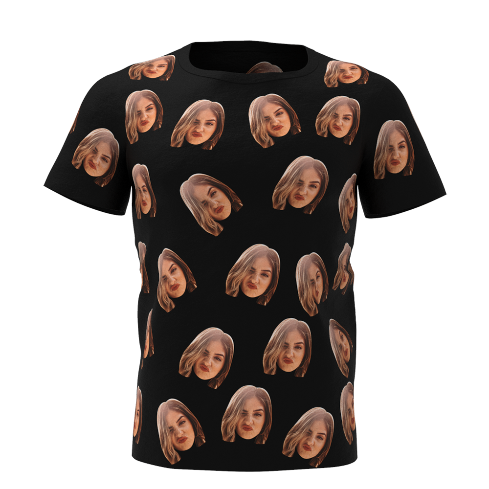 Valentine's Day Custom My Face All Over Print Tee Personalized Face Shirt Men's T-shirt - PhotoBoxer