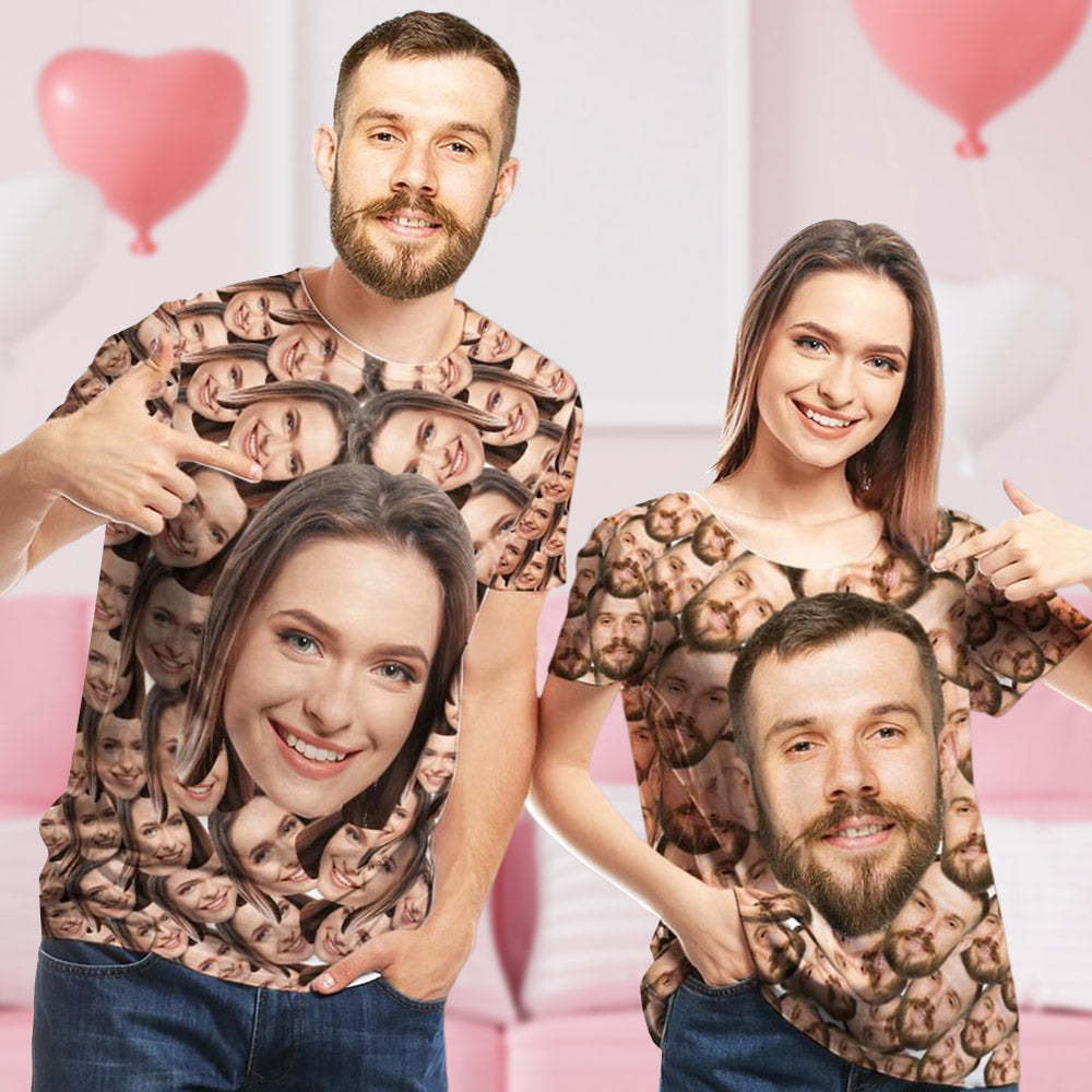 Valentine's Day Custom My Face T-shirt Funny Face All Over Print T shirt for Couple - PhotoBoxer