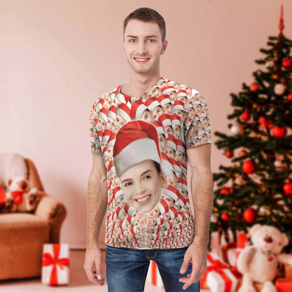 Christmas Gifts Custom All Over Print Faces Mash T-shirt Personalized T-Shirt - PhotoBoxer