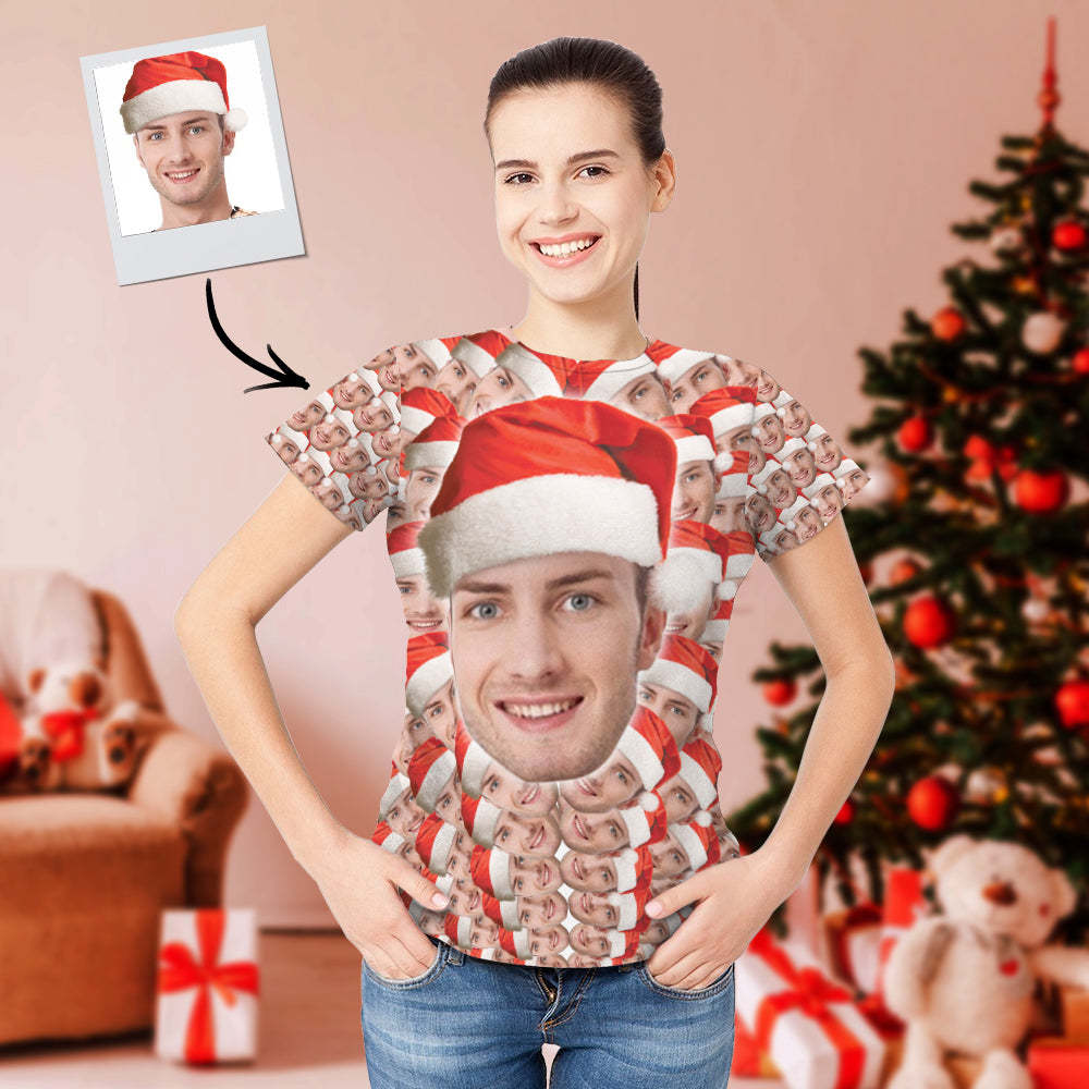 Christmas Gifts Custom All Over Print Faces Mash T-shirt Personalized T-Shirt - PhotoBoxer