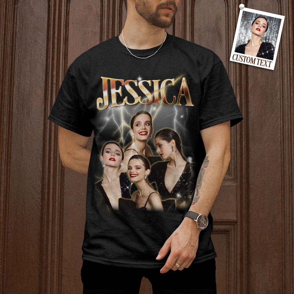 Custom Photo Vintage Tee Personalized Name T-shirt Galentine's Day - PhotoBoxer