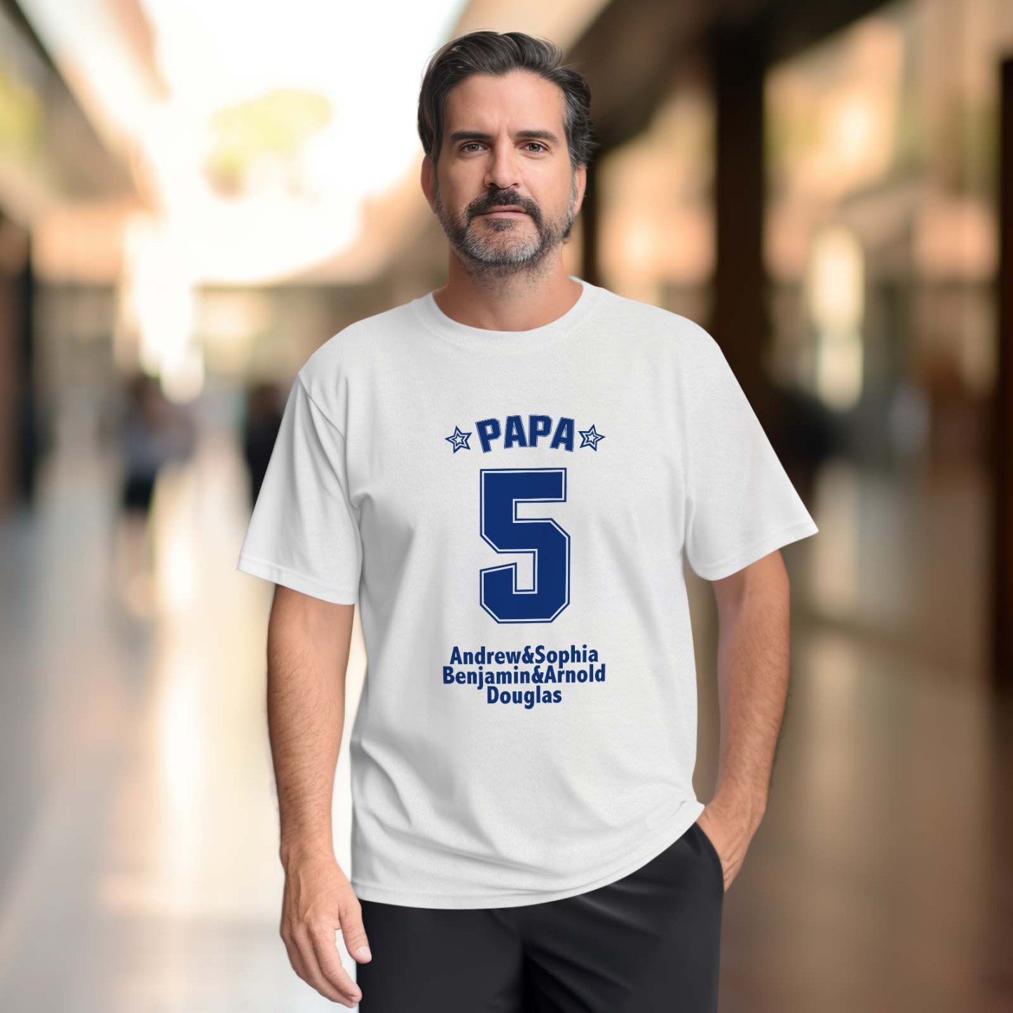 Custom Name T-shirt PAPA's Team Creative Family Gift - PhotoBoxer