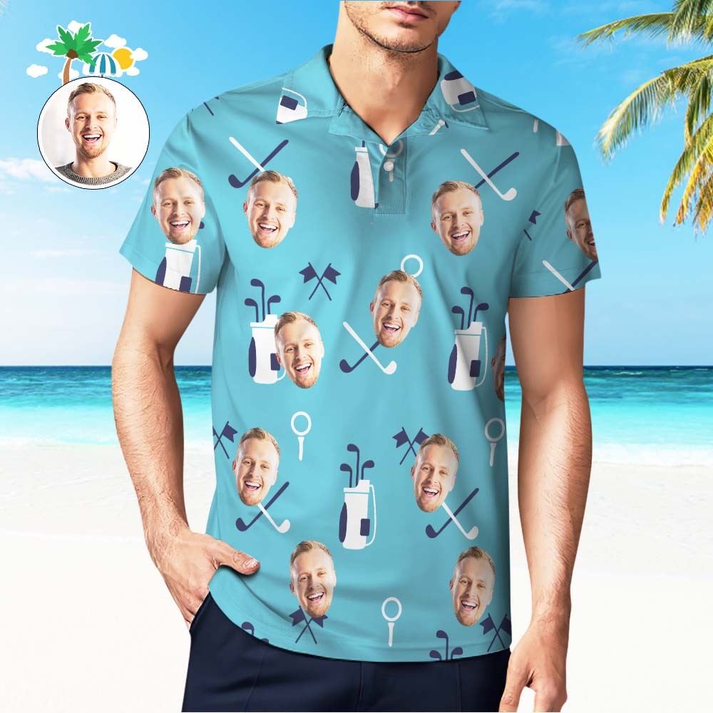 Custom Men's Face Polo Shirt Golf Polo Shirts For Him Golf Clubs - PhotoBoxer