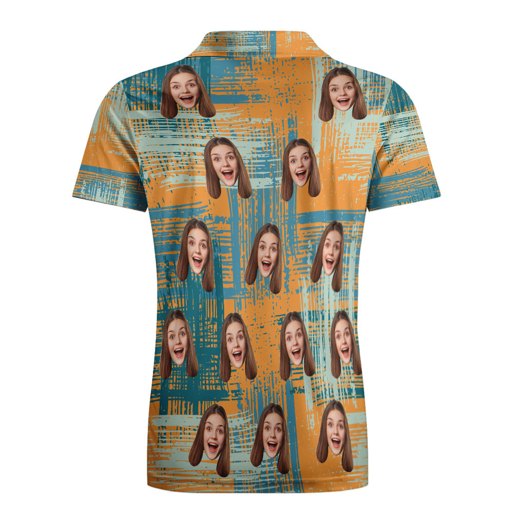 Custom Personalized Polo Shirts Custom Men's Face Polo Shirt Short Sleeve Colorful Golf Shirt Gift For Him - PhotoBoxer