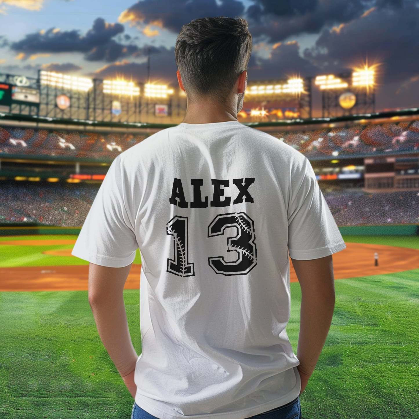 Personalized Baseball Name & Number Sports T-Shirt Back to School Gifts - PhotoBoxer