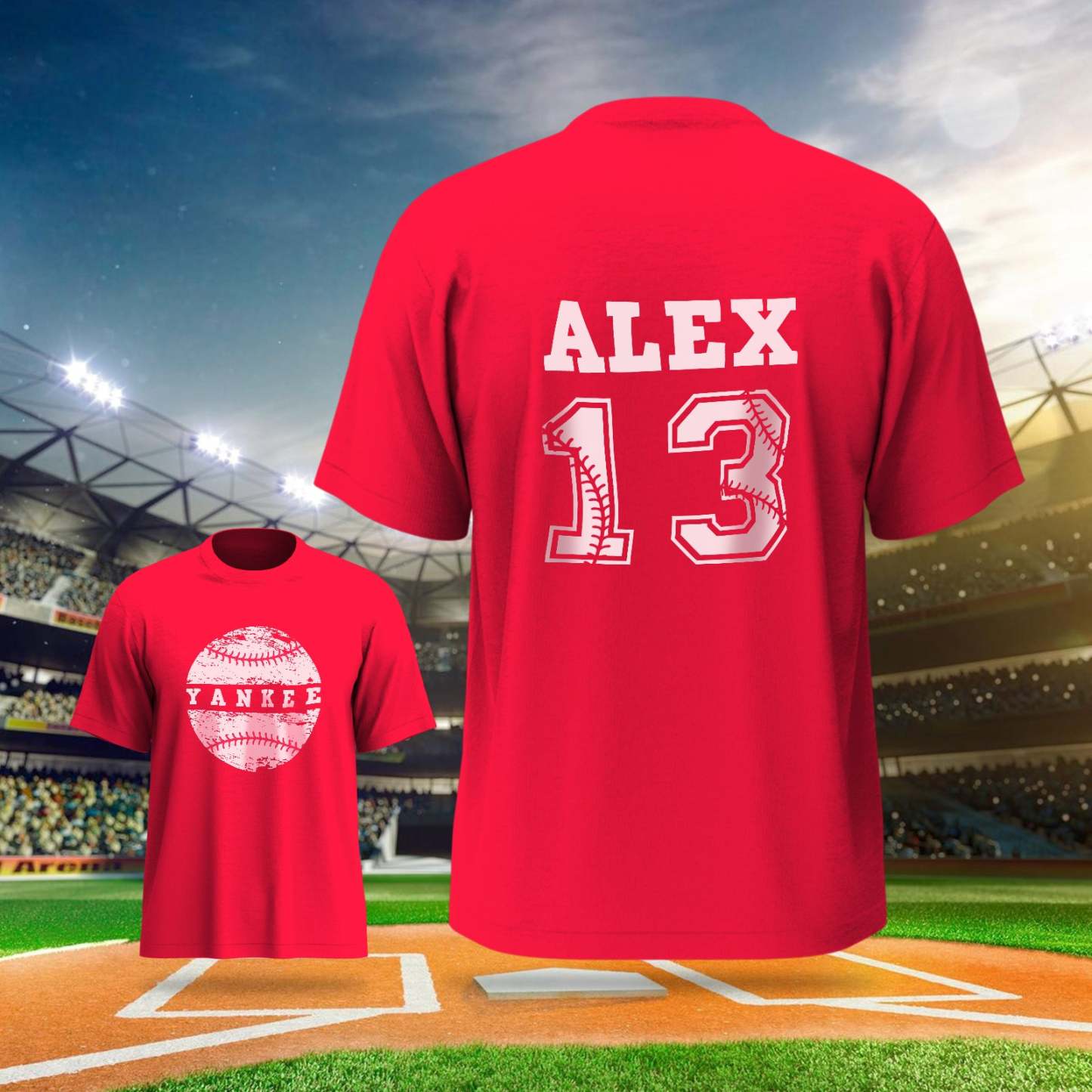 Personalized Baseball Name & Number Sports T-Shirt Back to School Gifts - PhotoBoxer