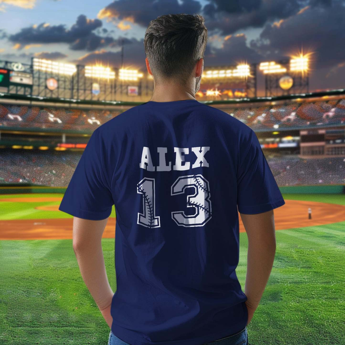 Personalized Baseball Name & Number Sports T-Shirt Back to School Gifts - PhotoBoxer