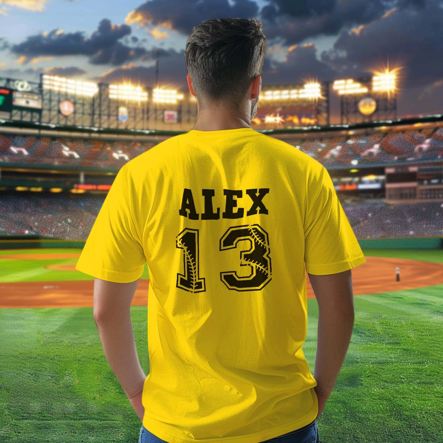 Personalized Baseball Name & Number Sports T-Shirt Back to School Gifts - PhotoBoxer