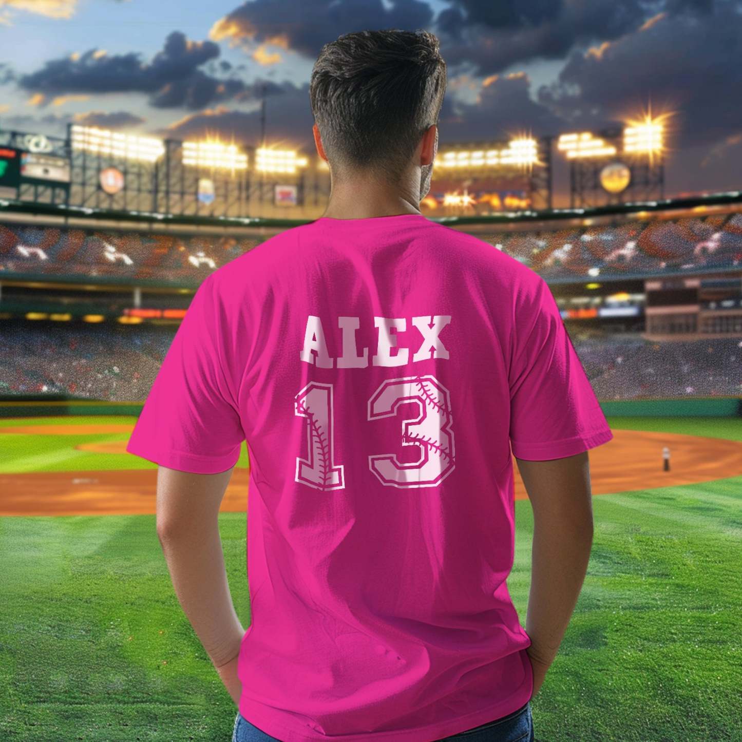 Personalized Baseball Name & Number Sports T-Shirt Back to School Gifts - PhotoBoxer