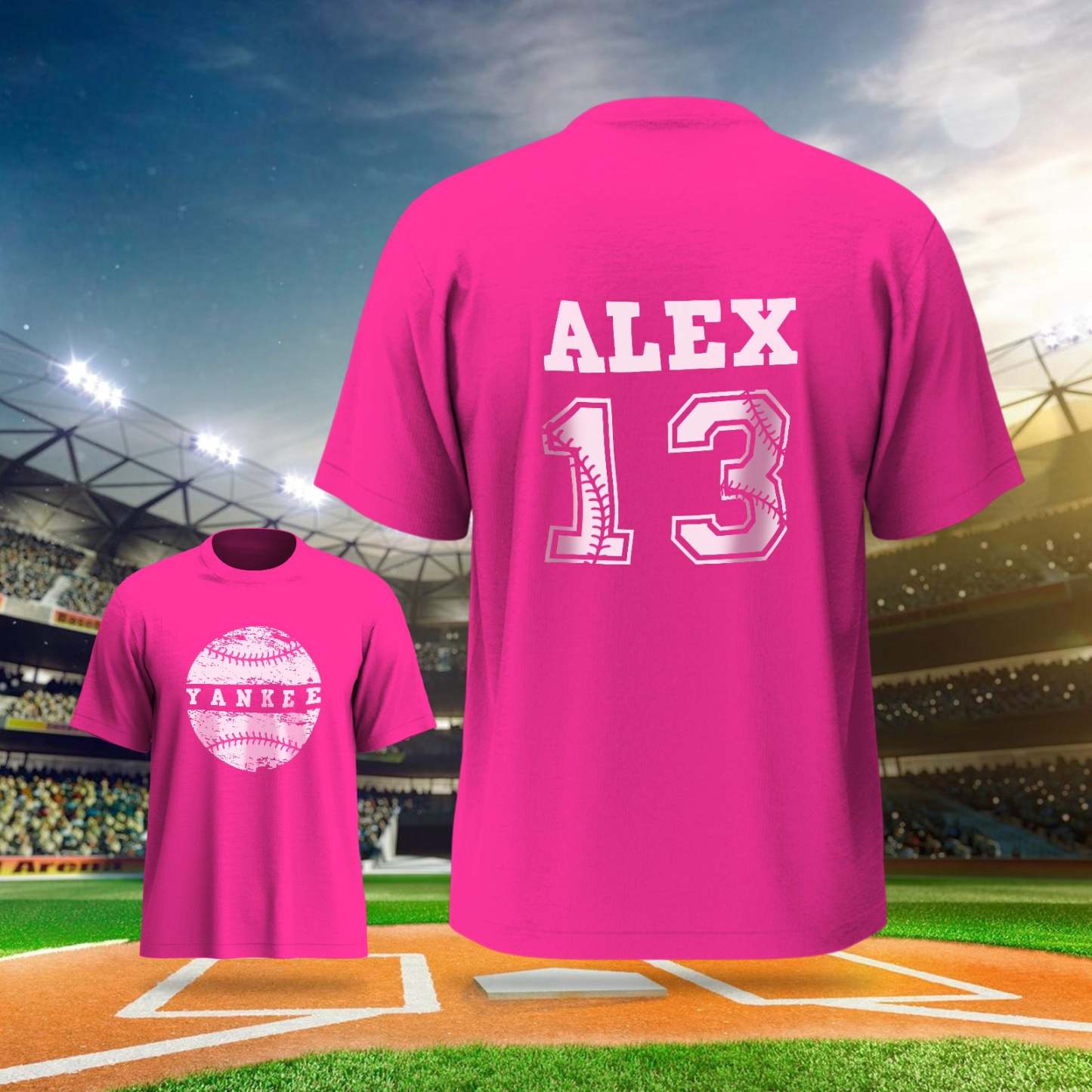 Personalized Baseball Name & Number Sports T-Shirt Back to School Gifts - PhotoBoxer