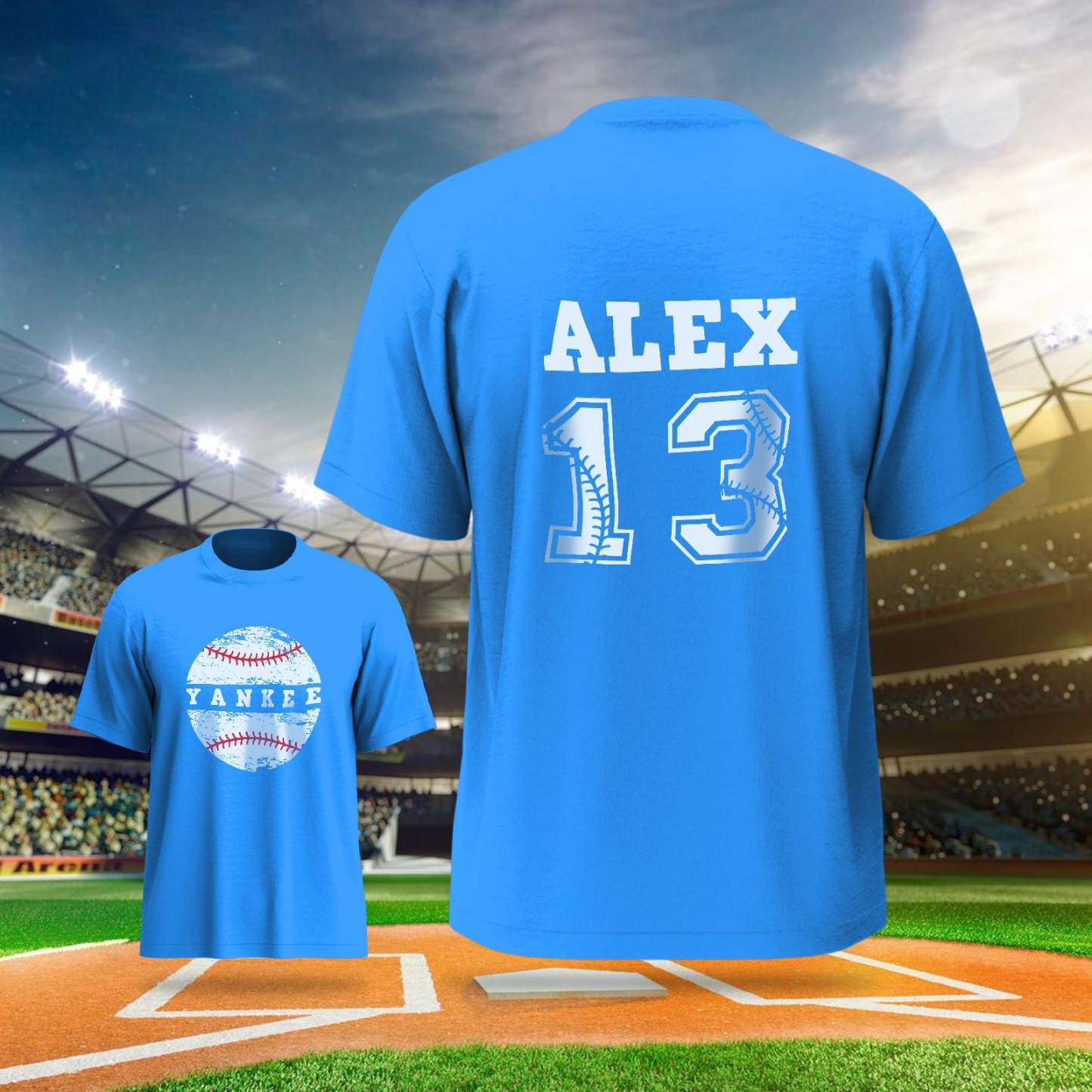 Personalized Baseball Name & Number Sports T-Shirt Back to School Gifts - PhotoBoxer