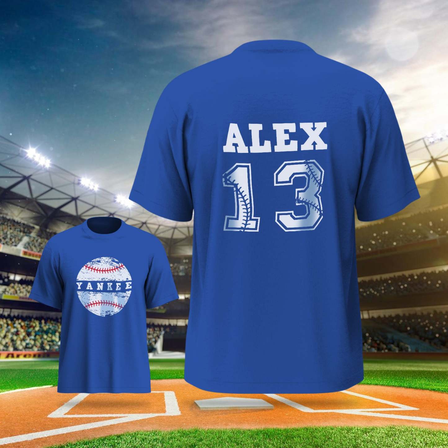 Personalized Baseball Name & Number Sports T-Shirt Back to School Gifts - PhotoBoxer