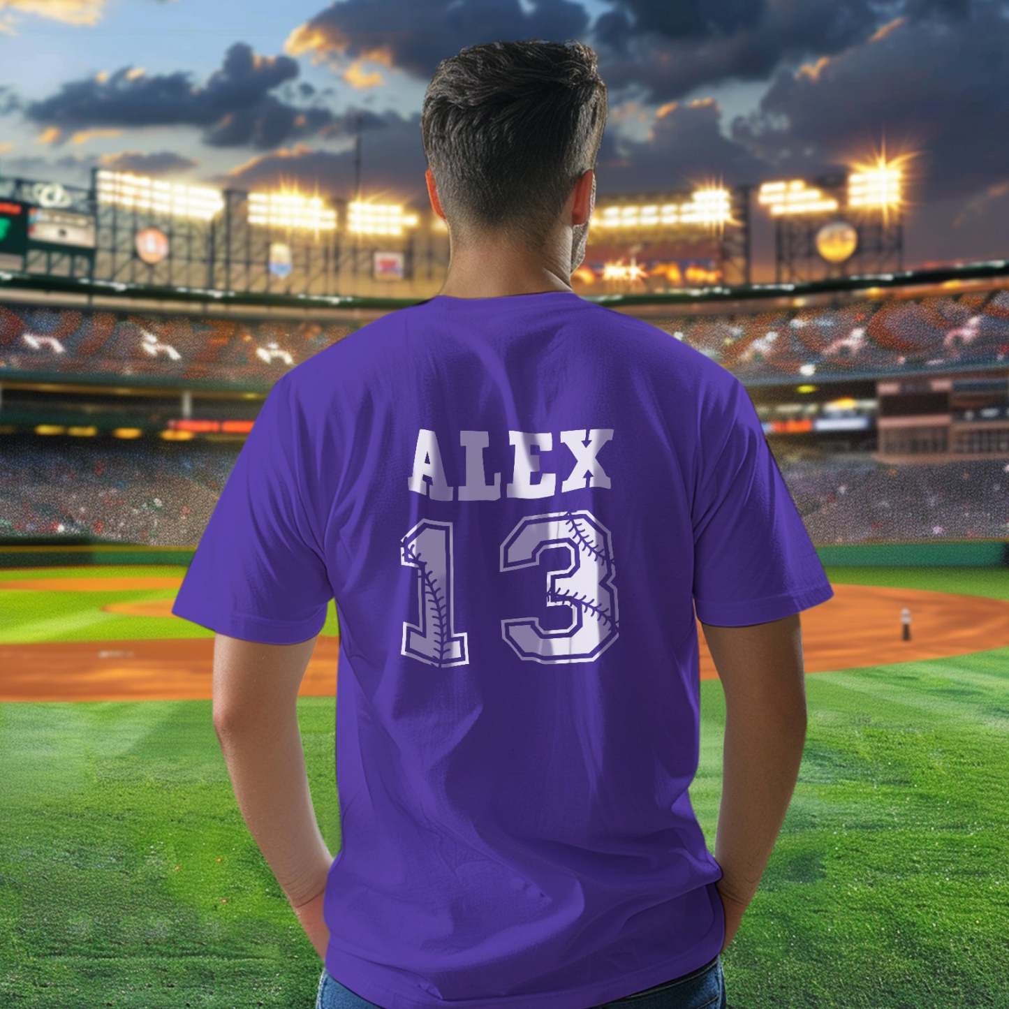 Personalized Baseball Name & Number Sports T-Shirt Back to School Gifts - PhotoBoxer