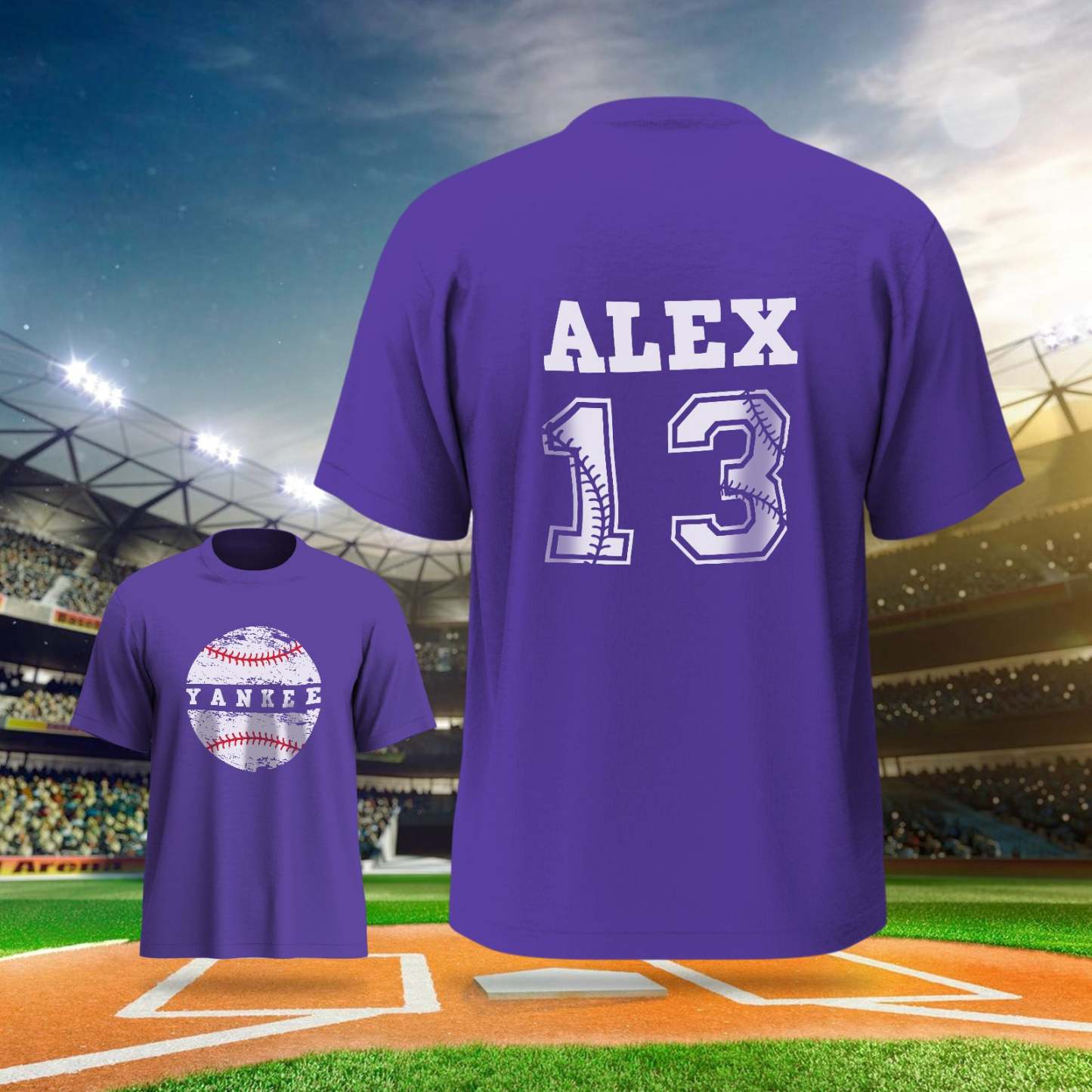 Personalized Baseball Name & Number Sports T-Shirt Back to School Gifts - PhotoBoxer