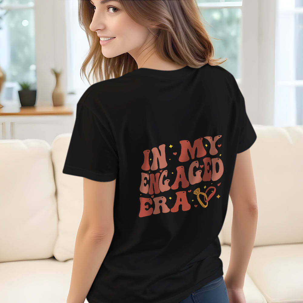 Personalized In My Engaged Era Bachelorette T Shirt with Name Wedding Bridal Shower Engagement Gift for Her - PhotoBoxer