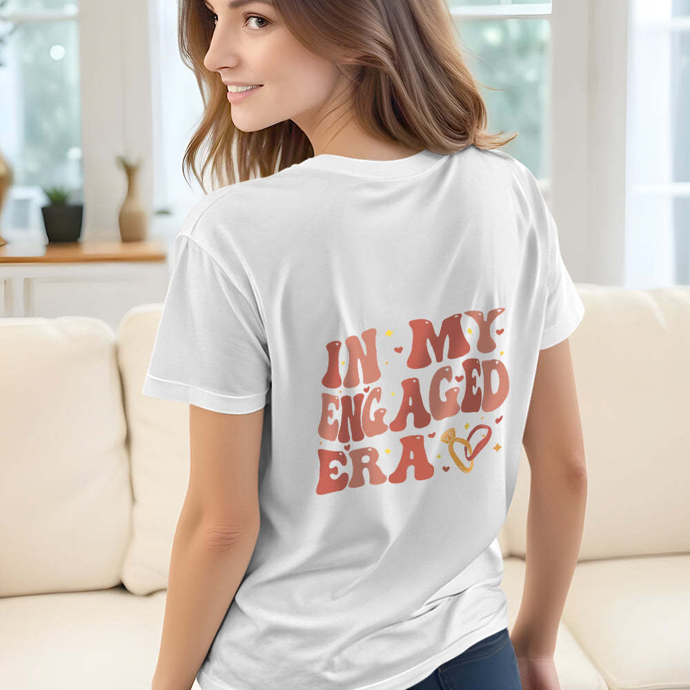 Personalized In My Engaged Era Bachelorette T Shirt with Name Wedding Bridal Shower Engagement Gift for Her - PhotoBoxer