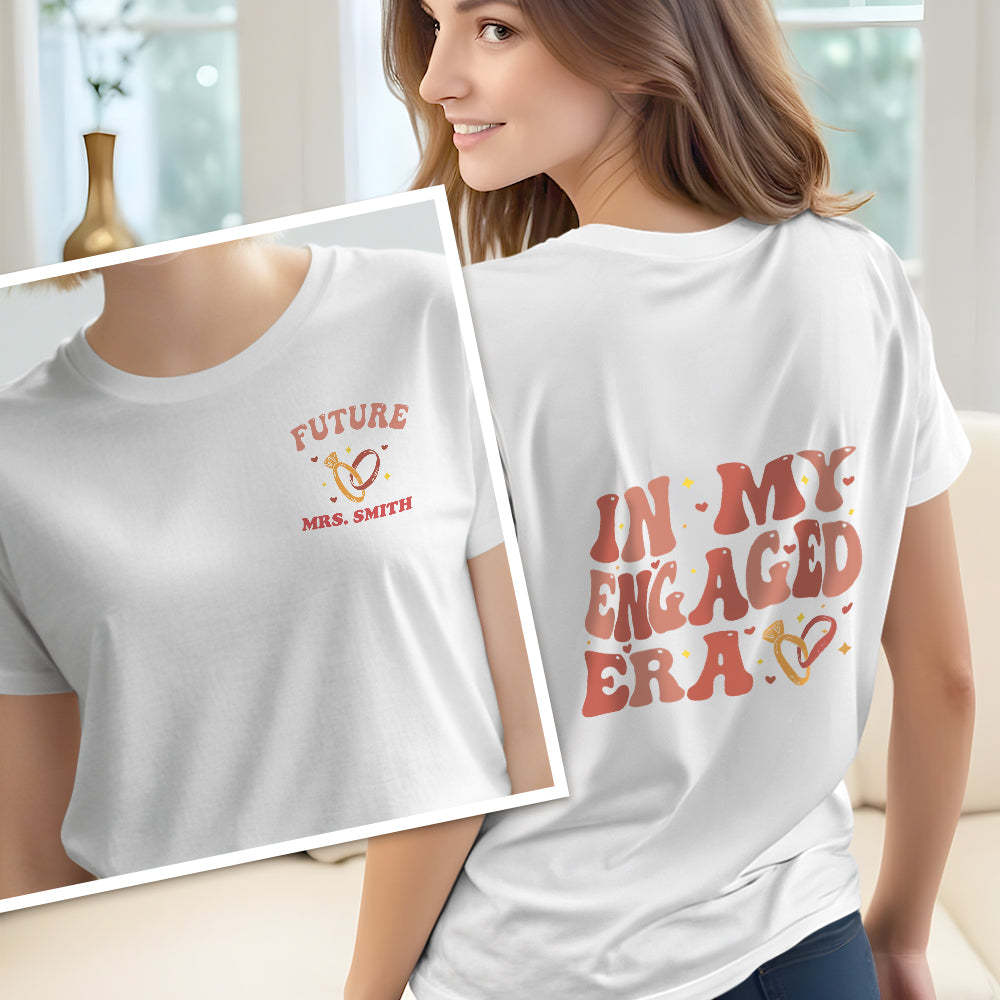 Personalized In My Engaged Era Bachelorette T Shirt with Name Wedding Bridal Shower Engagement Gift for Her - PhotoBoxer