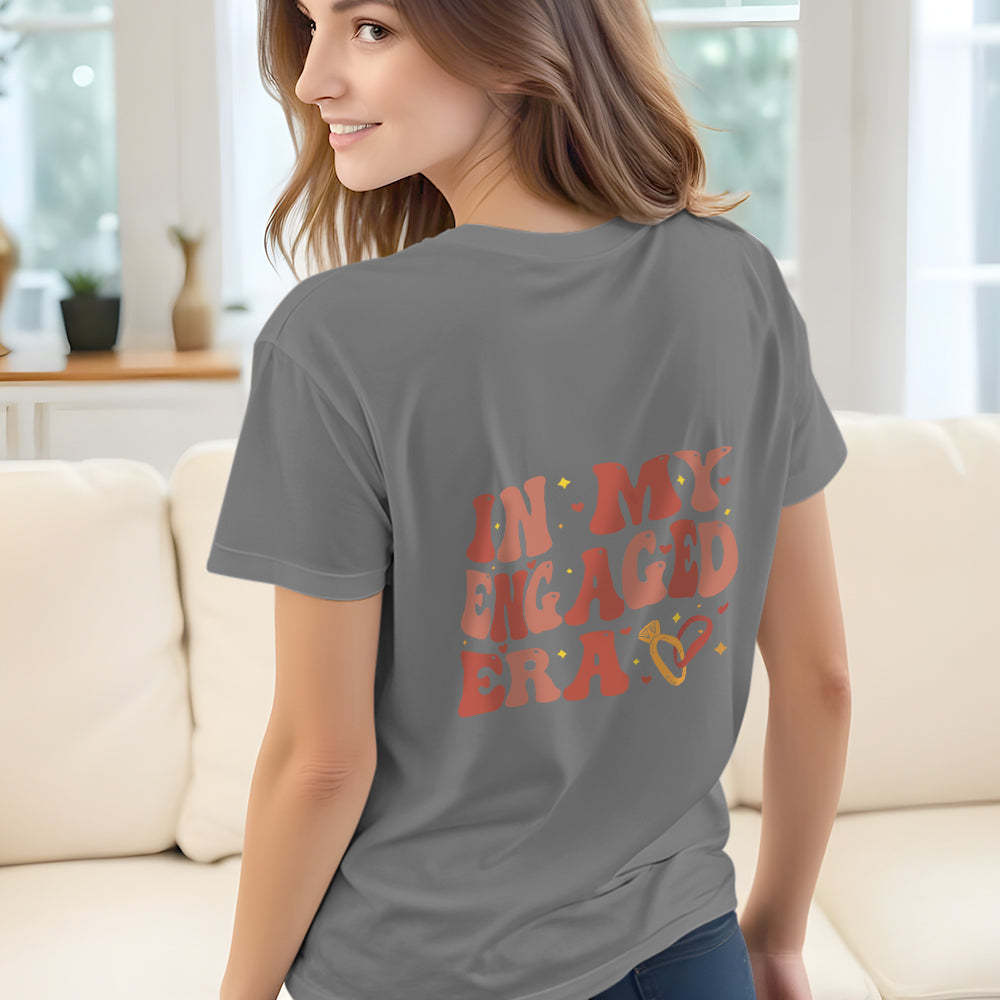 Personalized In My Engaged Era Bachelorette T Shirt with Name Wedding Bridal Shower Engagement Gift for Her - PhotoBoxer