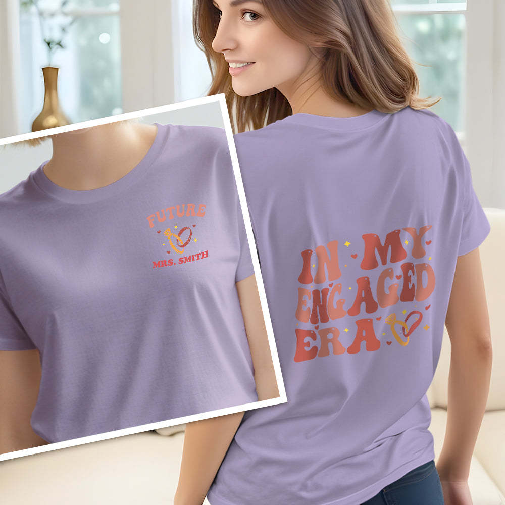 Personalized In My Engaged Era Bachelorette T Shirt with Name Wedding Bridal Shower Engagement Gift for Her - PhotoBoxer
