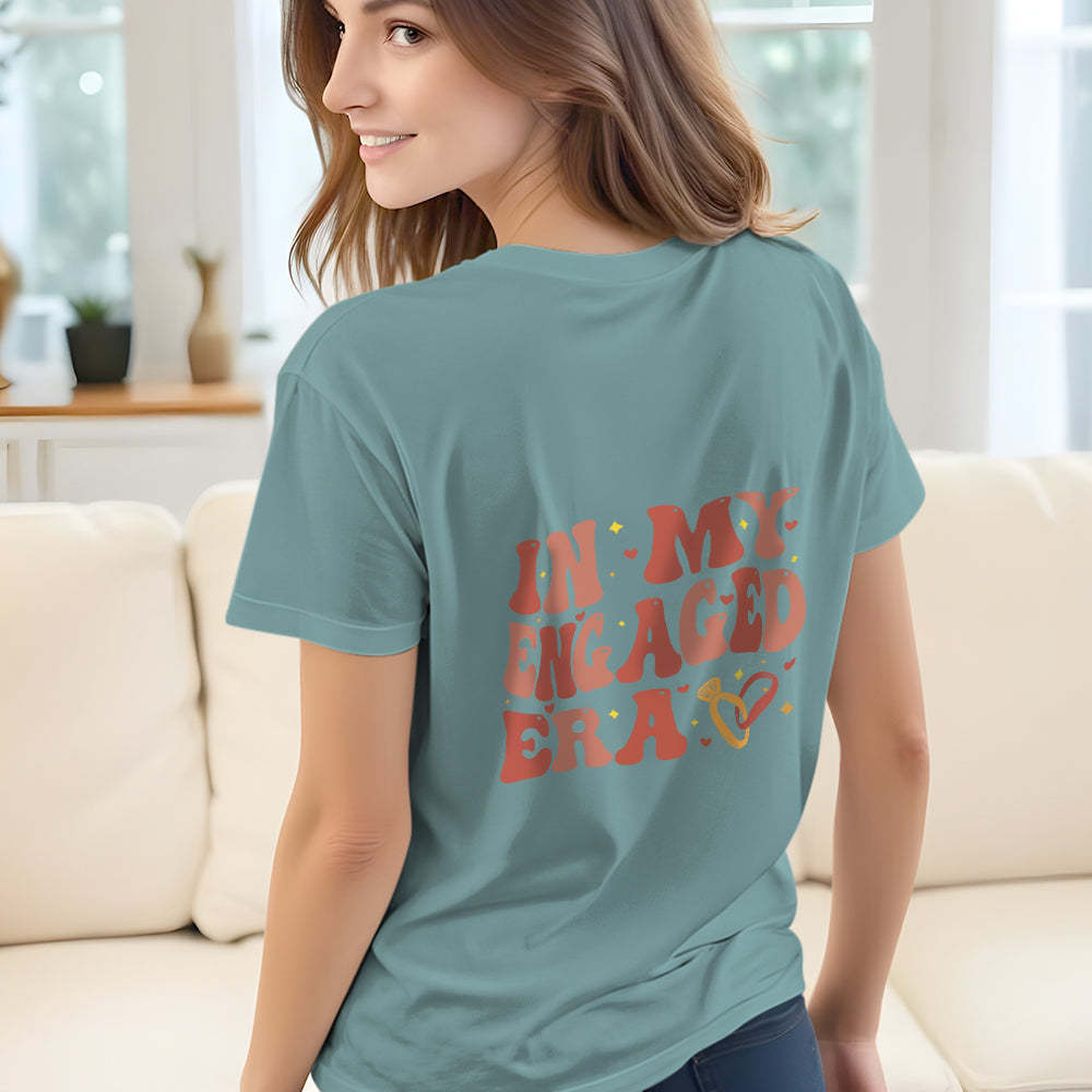 Personalized In My Engaged Era Bachelorette T Shirt with Name Wedding Bridal Shower Engagement Gift for Her - PhotoBoxer