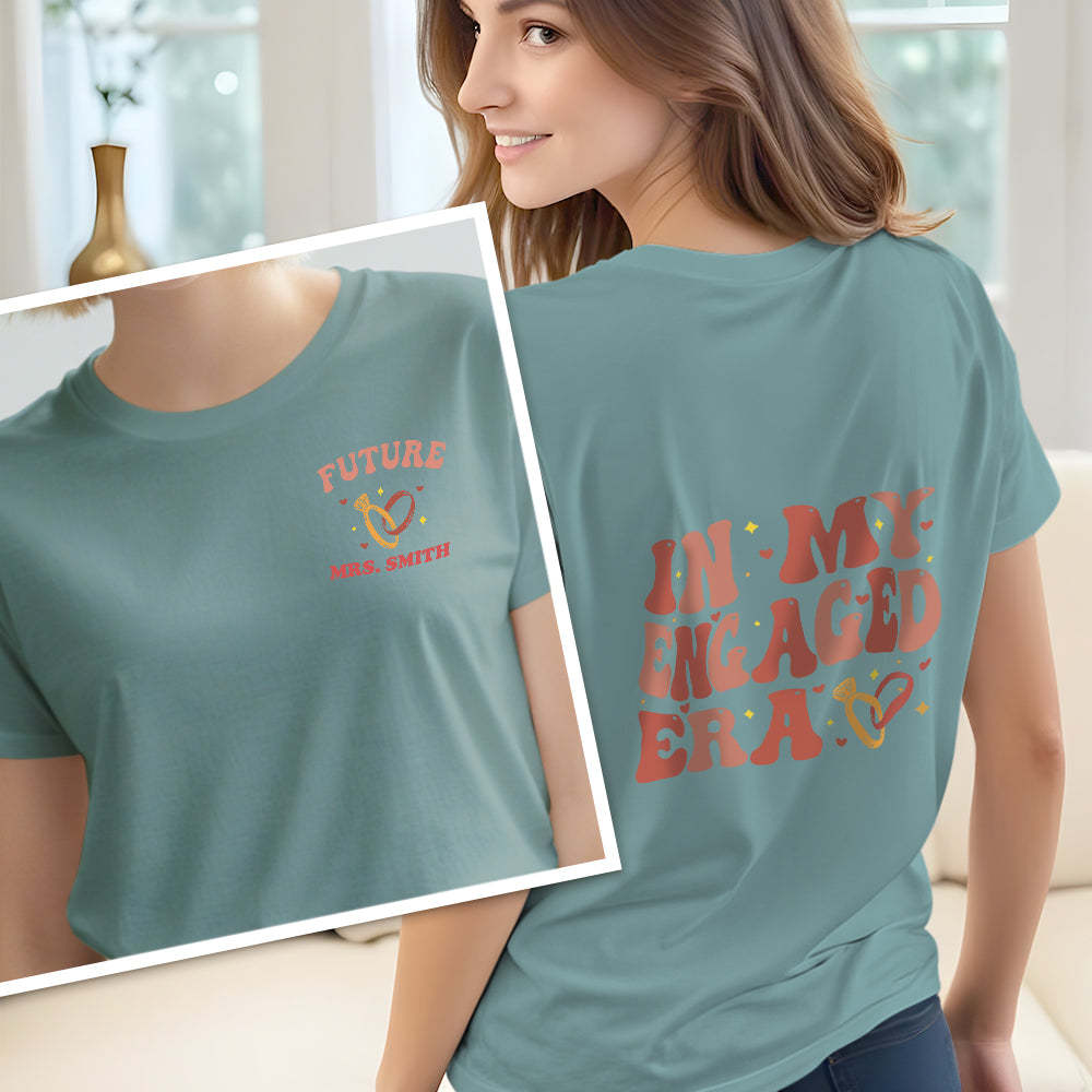 Personalized In My Engaged Era Bachelorette T Shirt with Name Wedding Bridal Shower Engagement Gift for Her - PhotoBoxer