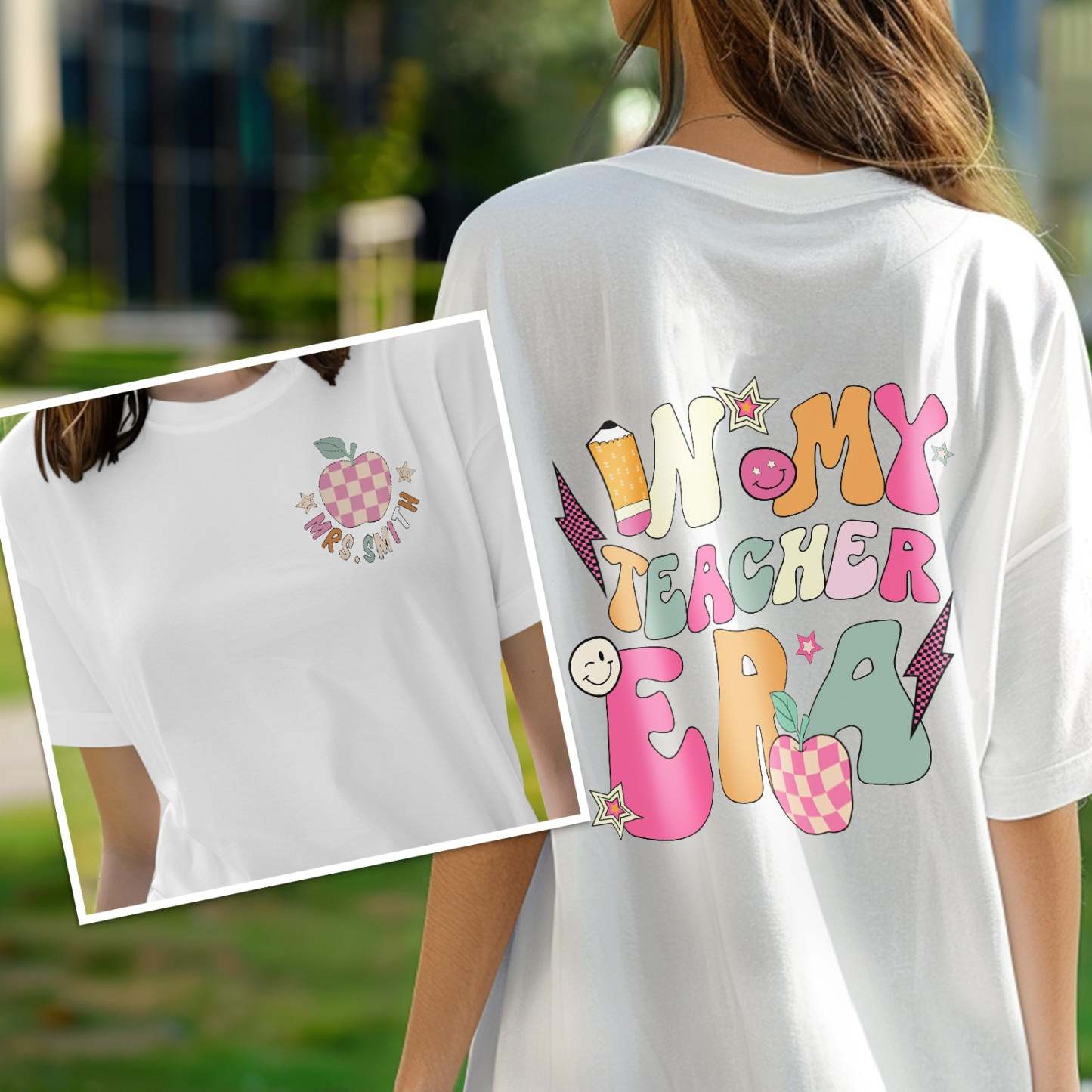 Personalized In My Teacher Era T-Shirt Teacher Custom Name Shirt Back to School Gifts - PhotoBoxer