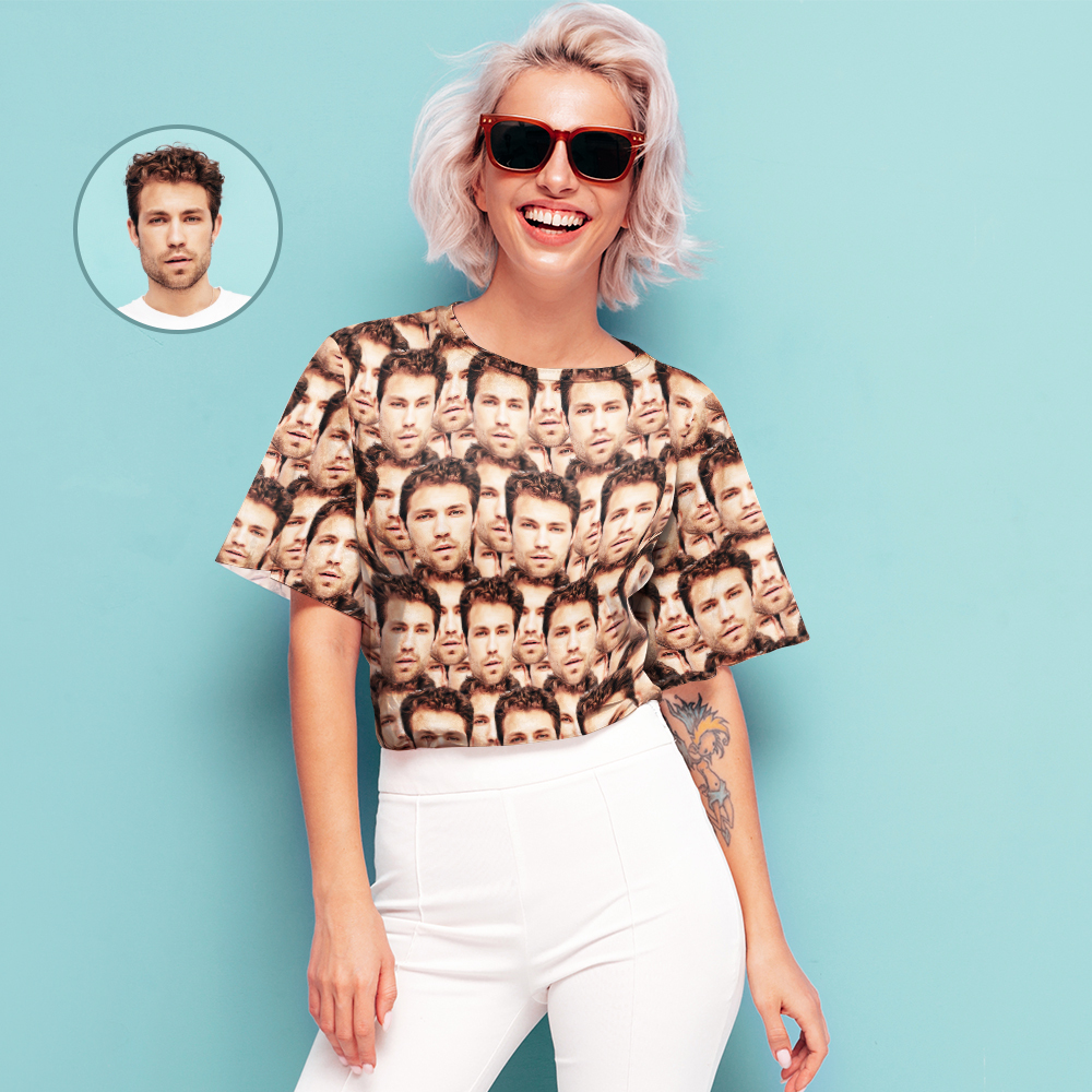 Custom T-shirt Personalized Shirt My Face All Over Print Tee Mash Face Men's T-shirt Unique Gift