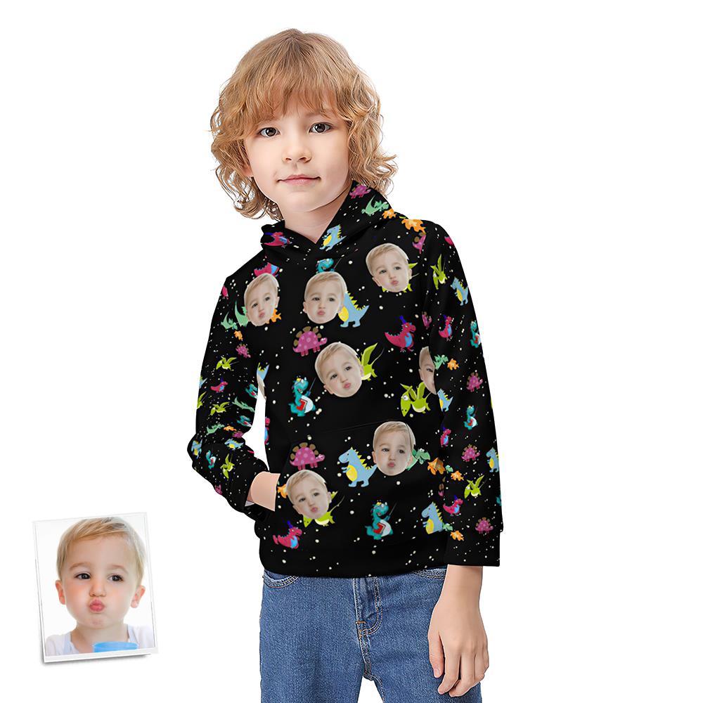 Kids Custom Face Hoodie Custom Dinosaurs Sweatshirt for Children Kids Gift