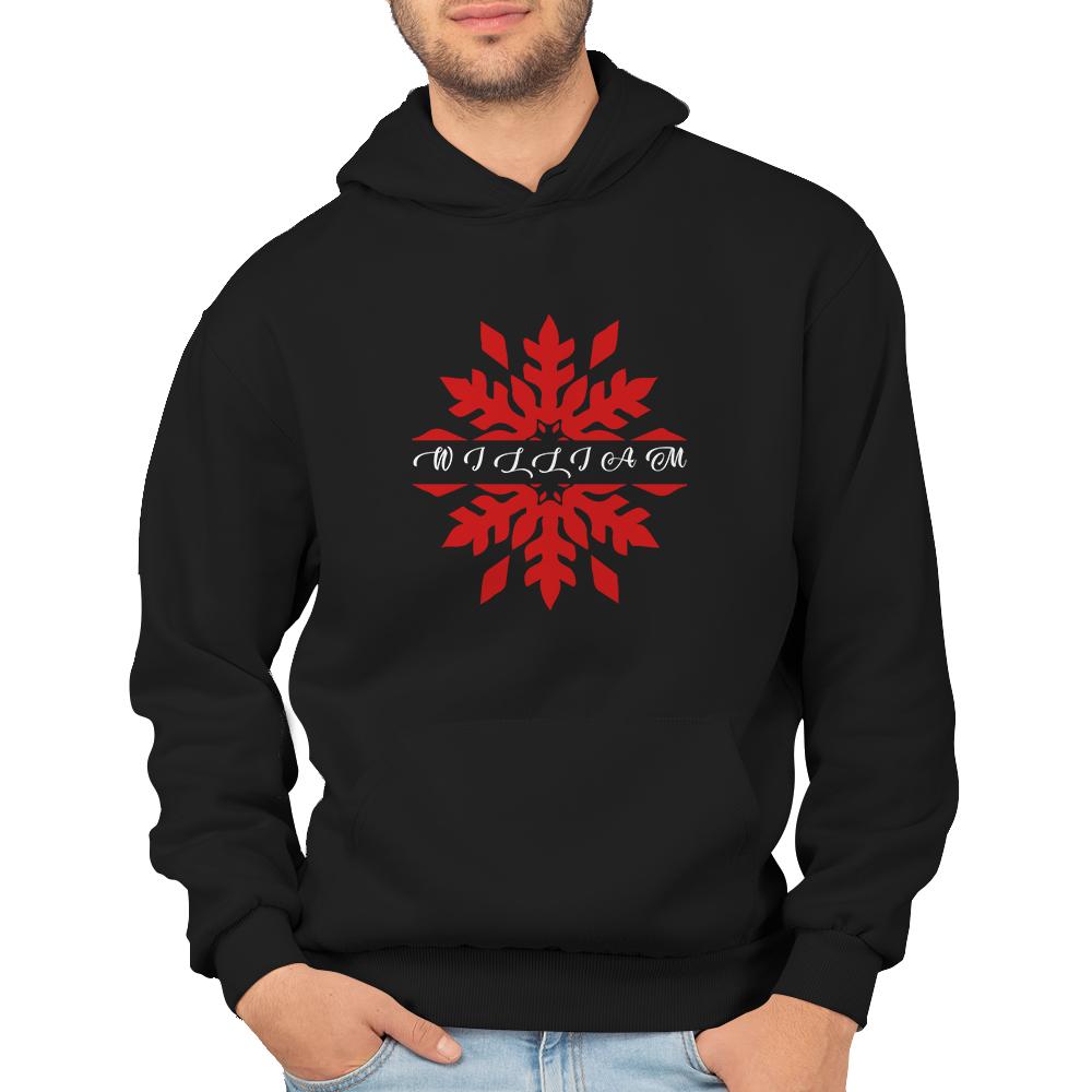 Custom Name Hoodie Snowflake Custom Sweatshirts for Men Christmas Gift
