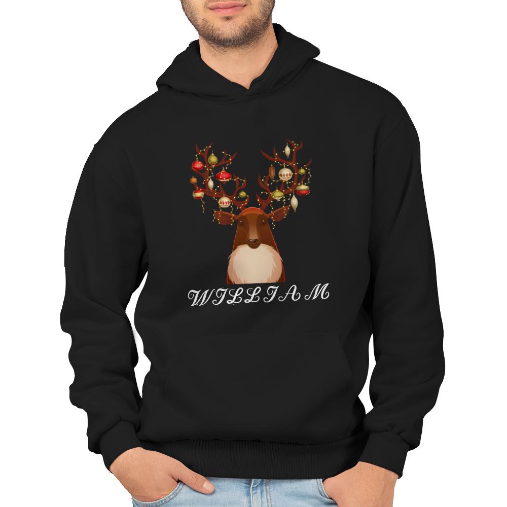 Custom Name Hoodie Christmas Elk Custom Sweatshirts for Men Christmas Gift