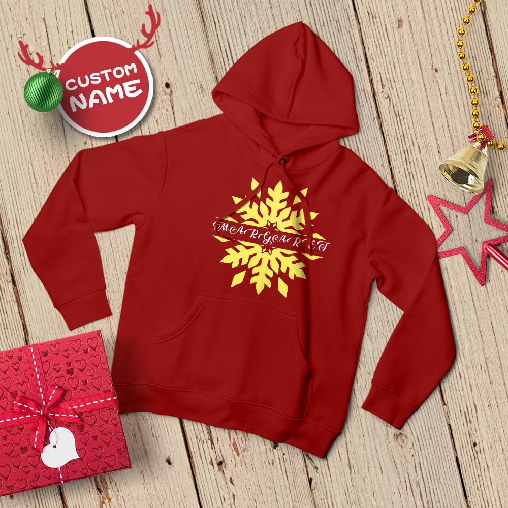 Custom Name Hoodie Snowflake Custom Sweatshirts for Woman Christmas Gift