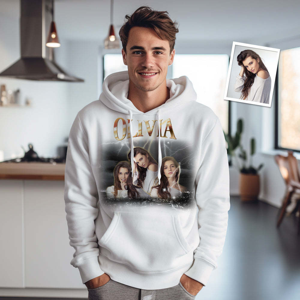 Custom Photo and Text Clothes Personalized Photo Gift Unisex Personality Vintage Lightning T-shirt,Hoodie - PhotoBoxer