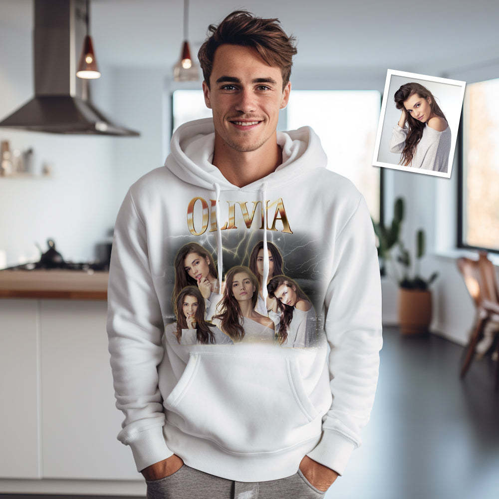 Custom Photo and Text Clothes Personalized Photo Gift Unisex Personality Vintage Lightning T-shirt,Hoodie - PhotoBoxer