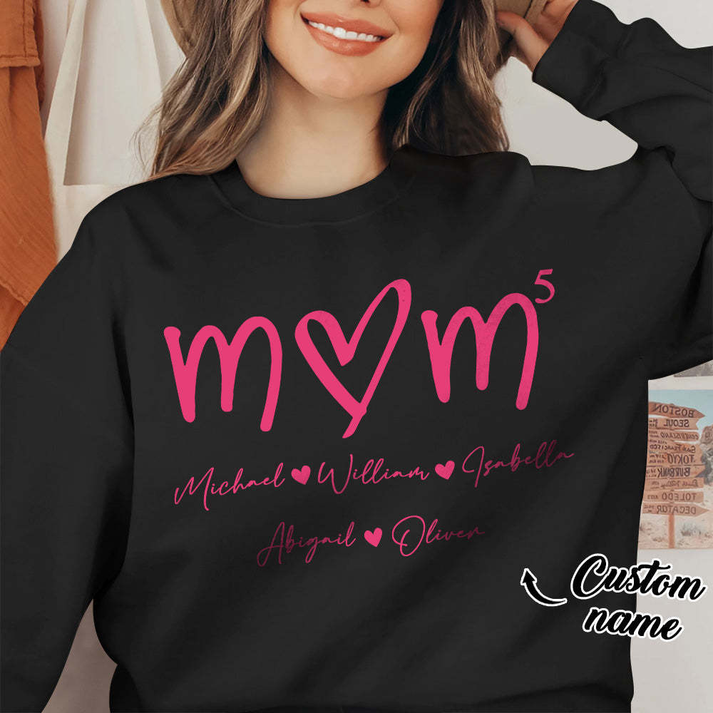 Custom Mama Sweatshirt with Kids Name Personalized Name Sweatshirt Mother's Day Gift - PhotoBoxer